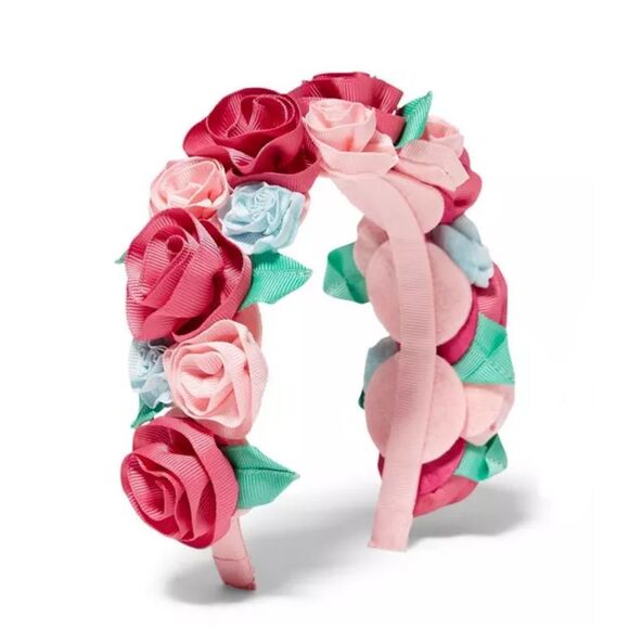 Janie and Jack Flower Crown Headband in Pink And Blue One Size - Picture 1 of 2